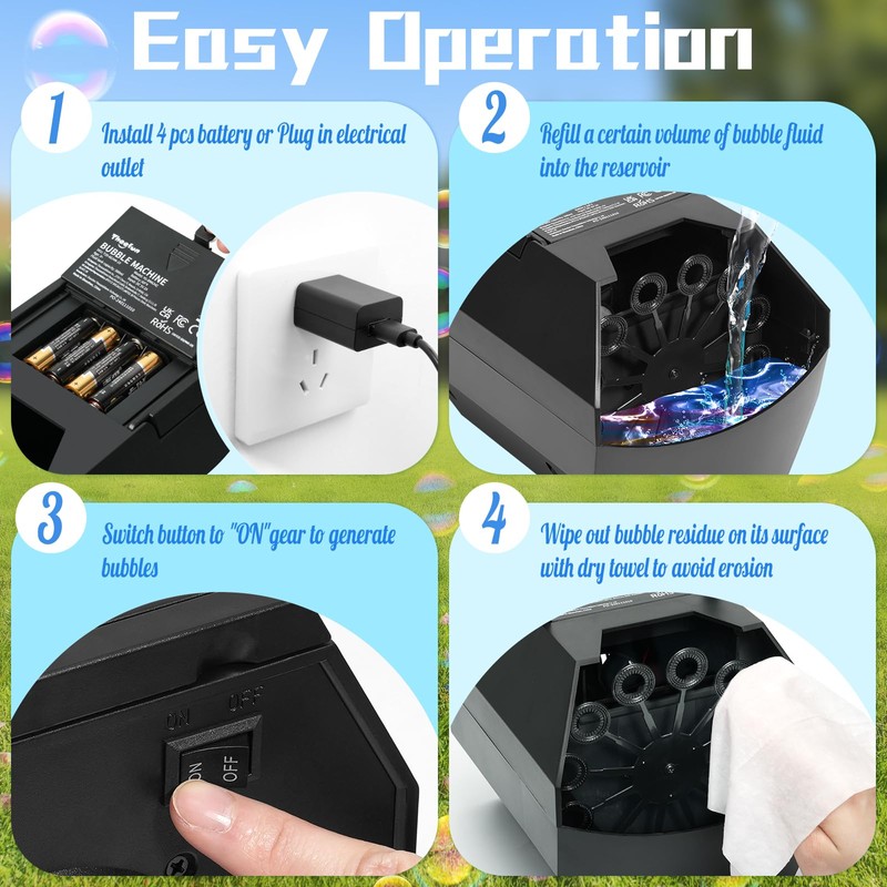 Theefun Portable Bubble Machine, Automatic Bubble Machine Children 500 ml