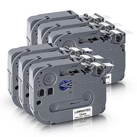 Label Maker Tap SUPVAN LP5120M Adapted Label Print Paper 6 Packs Size Continous 0.47inx26.25ft Thermal Laminated Waterproof Self-Adhesive Multipurpose Labeling Tape Replacement