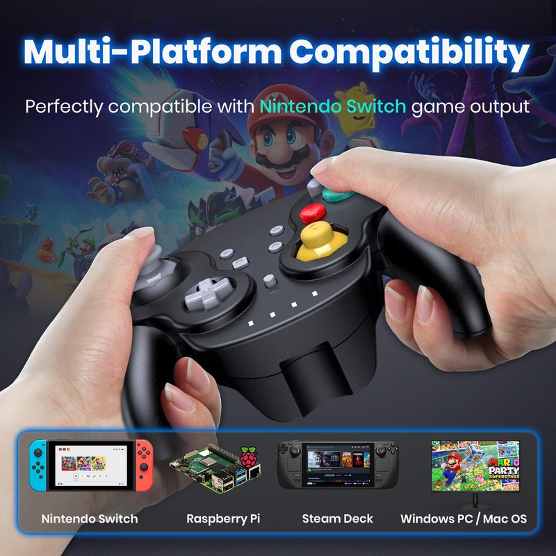 2.4 GHz Wireless GameCube Style Switch Pro Controller, for Switch/Switch