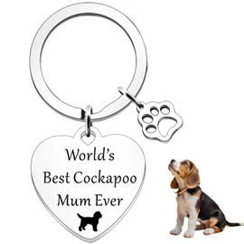 Onperpoe Best Cockapoo Mum Keyring, Best Dog Mum Gifts, Funny Cockapoo Dog Lover Gift for Women Birthday Mothers Day, Cockapoo Gifts for Women - World's Best Cockapoo Mum Ever