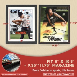 JupDec Sports Magazine Frame 2 Pack, Premium Wood Display Case for 8" x 10.5" Magazines, Wall Mount or Tabletop Stand, Layered Design with Positioning Mat, Perfect for Sports Fans & Home Decor, White