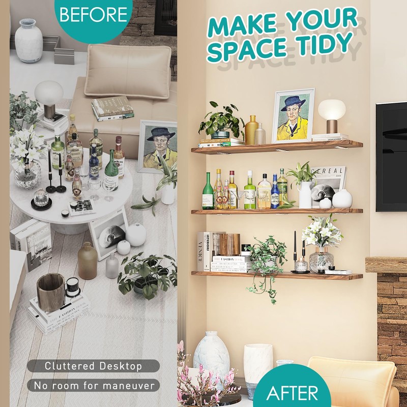 Yeabett Shelf Brackets, 2 Pack Right Angle Floating Shelf Brackets