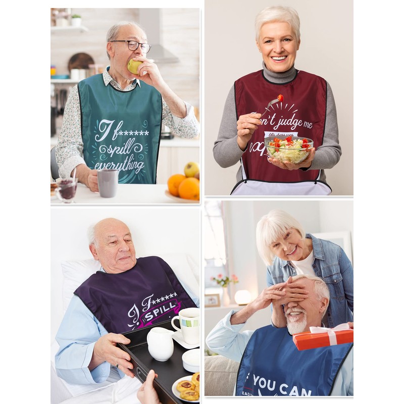 Janmercy 5 Pcs Funny Adult Bibs Washable Dining Clothing Protector
