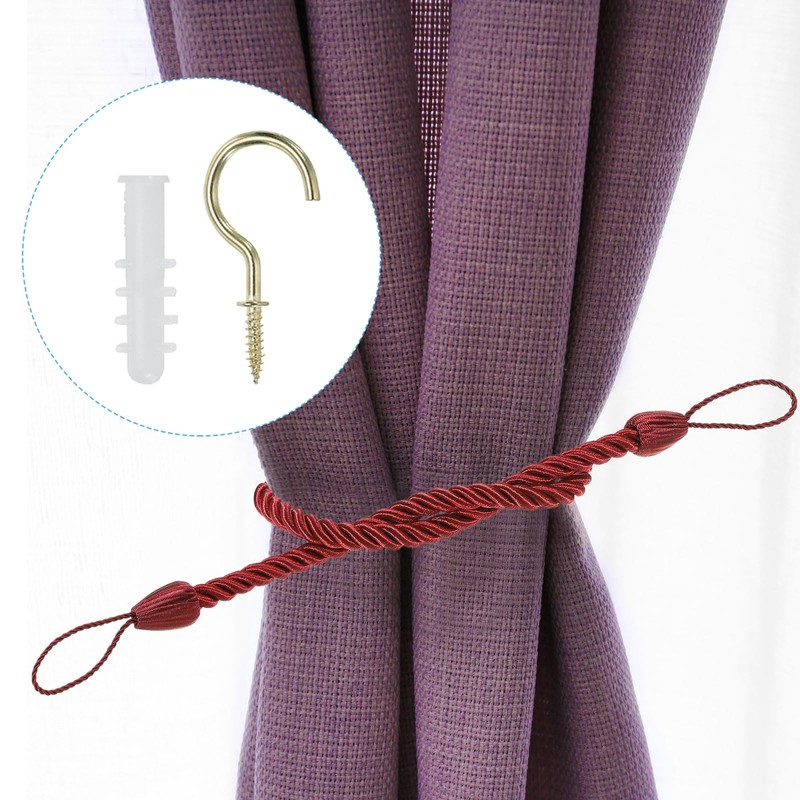 PATIKIL Curtain Tiebacks Ropes, 2 Pack Decorative Tie Backs Braided