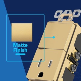 LIDER Matte Finish Lighted Combination Decorator Switch and Tamper-Resistant Receptacle with Screwless Wall Plate, Single Pole, Residential Grade, 15A 120V/125V, UL Listed, LCS1-1PTR-GDSWP, Gold