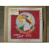 Eric Greene "Ruby Lips" Vintage 1976 painted needlepoint canvas 15"
