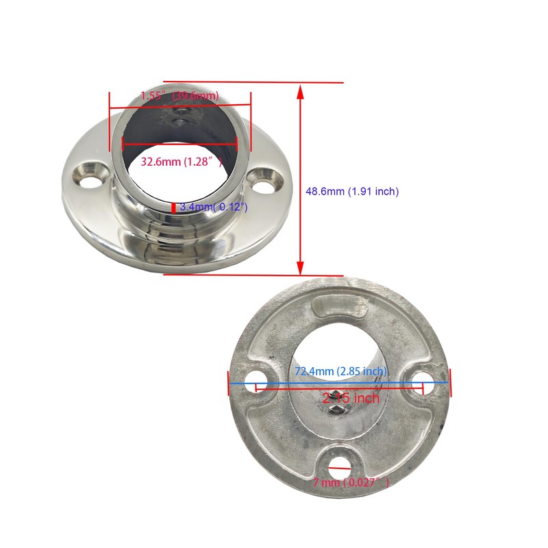 60 Degree Boat Deck Handrail Rail Fitting Round Base 316
