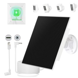 5W Solar Panel Built-in with 8000mAh Battery for Security Camera Outdoor, 2in1 Plug Charger Panel for Ring/Eufy/Wyze Battery cam, Support Emergency Power for Camping Hiking Lights, Phones, Tablet PC