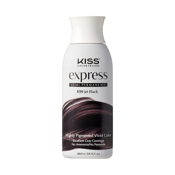Kiss Express Semi-Permanent Hair Color 100mL (3.5 US fl.oz) (1 Count, Jet Black)
