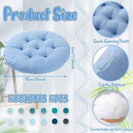 Fumete 12 PCs Floor Pillows Cushions Round Seat Pillows Seating 15 x 15 Inches Color Chair Cushions Floor Pillow Reading Cushion for Kids Adults Classroom Home School Playing Supplies (Vivid Color)