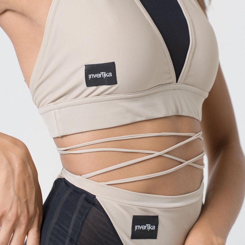 Invertika Women's Pole Dance Sports Suit with Mesh and Adjustable