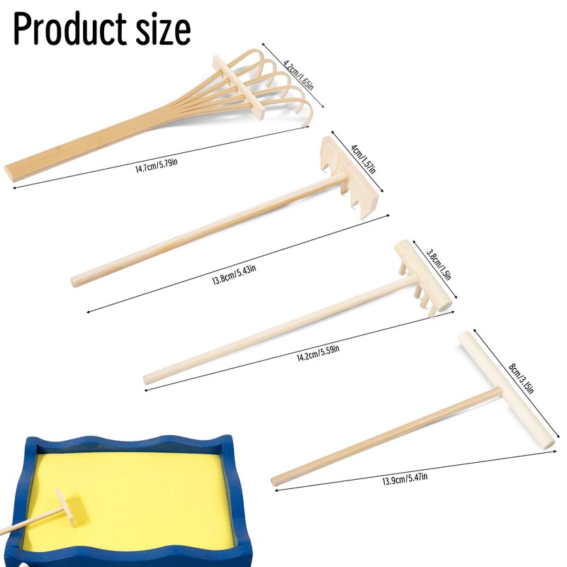 Set of 4 Zen Garden Accessories Mini Zen Garden Tool