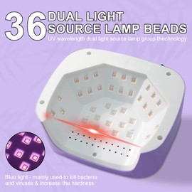 LIMEGIRL UV LED Nail Lamp Kit for Gel Polish Professional Fast Curing Purple Dryer Light Set with 4 Timer Settings Cordless Rechargeable Nail Art Cure Machine with UV Gloves and Automatic Sensor