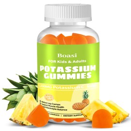 90 gomitas de cloruro de potasio de 1200 mg, sin azúcar, para equilibrar los electrolitos, para aliviar los músculos y la salud cardíaca. Suplemento  