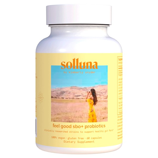 Feel Good SBO Probiotics — Solluna by Kimberly Snyder — Soil Based Organisms (SBOs) with Prebiotics and Postbiotics — Humic Acid, Shilajit, Chaga & Turkey Tail Mushroom