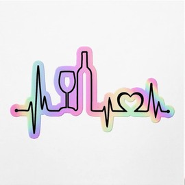 Holographic Decal Stickers of Wine Heartbeat Premium Waterproof Vinyl Decal Stickers for Laptop Phone Accessory Helmet Car Window Mug Tuber Cup Door Wall Decoration ANDVER30d635bHO