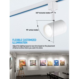 LEONLITE 8-Pack Small Space Series 8.5W LED H Track Lighting Heads, ETL Listed, Dimmable H Track Light Heads for Store Shop Cafe, CRI90, H Track Lighting, 4000K Cool White, Matte White