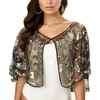 changyexi Sequin Shawl Cape for Women Formal,Black, Mesh Evening Wrap,1920s