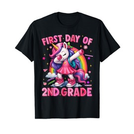 First Day Of 2nd Grade Unicorn Back To School Girls Outfits T-Shirt