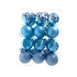 Christmas Ball Ornaments shatterproof,21pcs Mini Silver Satin Shiny and Glitter Finish Bulb (Ice Blue, 4cm)