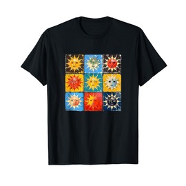 Sun Faces 70s Art Abstract Aesthetic Women Teens Kid Graphic T-Shirt