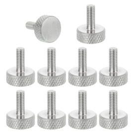 sourcing map M4x10mm Knurled Thumb Screws, 304 Stainless Steel Flat Head Thumb Screws Metric Diamond Knurled Head Bolts Grip Knobs Hand Tighten Thread Fasteners, 12mm Dia. 12 Pcs