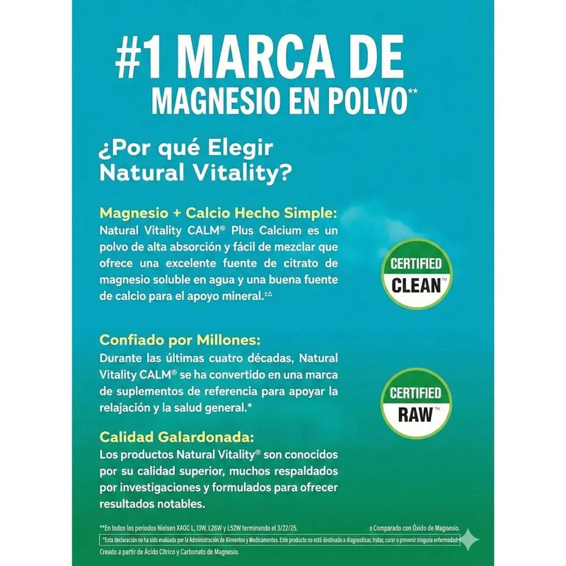 Citrato De Magnesio Con Calcio 277 G Natural Vitality Calm