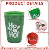 Cosiesnest 12Pcs Reusable Christmas Plastic Cups 450ML Red Party Cup