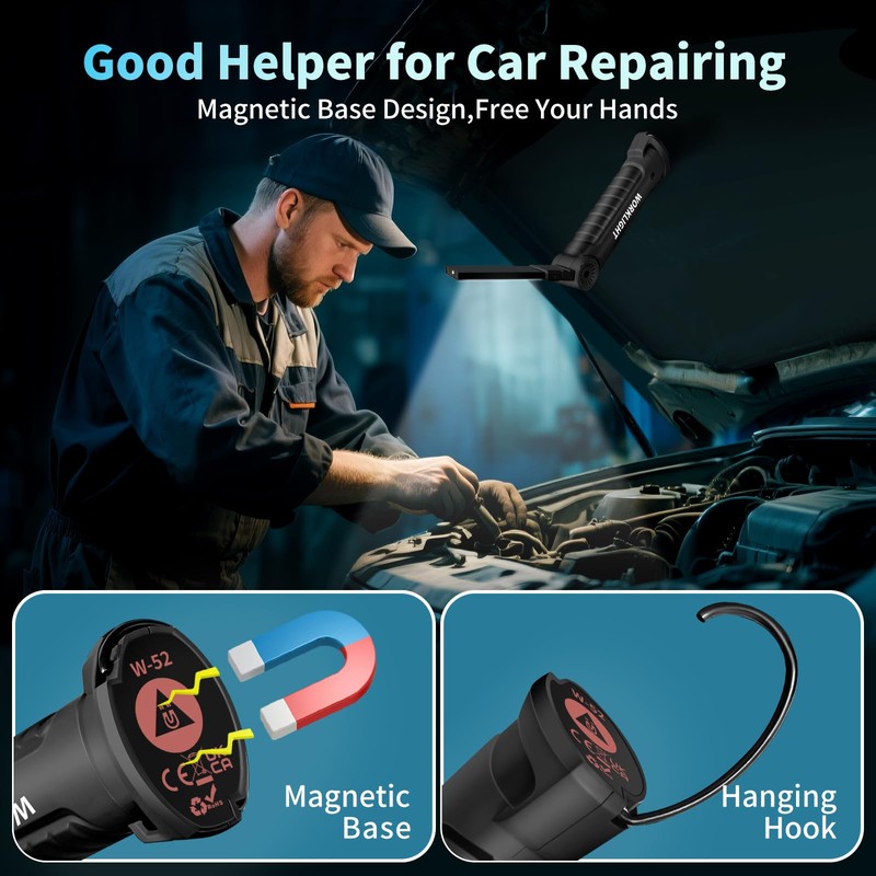 Suranew Rechargeable LED Work Light for Mechanics - Yellow Magnetic