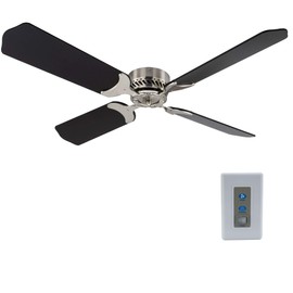 RecPro RV Ceiling Fan | 12V | 42" Brushed Nickel/Rubbed Bronze Finish | 4 Blades | Includes Switch (Brushed Nickel - Black)