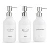 White Shampoo And Conditioner Dispenser Set Of 3, Silver Smo