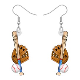 BONSNY Novelty Floral Acrylic Dangle Physical Culture Sports Baseball Earrings for Women Girls Jewellry Gifts Funny Sensitive Ears Hypoallergenic Charms (Baseball)