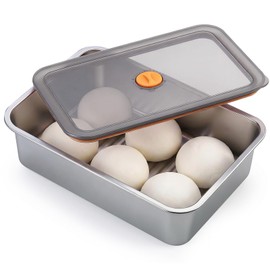 MICHIHOMIE Stainless Steel Pizza Dough Proofing Box with Lid Fits 4-6 Balls