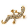 Avalaya Sculptured Crystal Gecko Ring/Gold Plated/Adjustable/Size 7/8/ 4.5cm Length