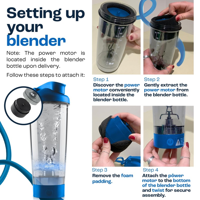 AQUAFIT Electric Protein Shaker Bottle - USB Rechargeable Shaker Bottles