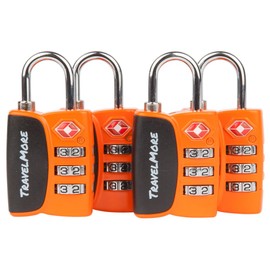 TSA-Schlösser mit Öffnungs-Alarmanzeige | TSA-Kofferschloss für Flugreisen | Zahlenschlösser mit Open-Alert-Anzeige | Gepäckschlösser für Koffer, Rucksack, Gepäck | 4 Stück, Orange
