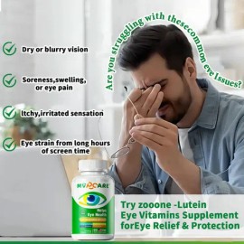 Mvpcare Lutein Eye Vitamin Supplement Nutricional Para La Salud Macular Y El Ojo Seco Con Luteína, Zinc, Vitamina C,d,e Y Zeaxantina 90 Cápsulas Suple