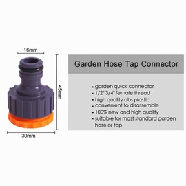 Miyobing 9 Pack 3/4 inch and 1/2 inch BSP 2in1 Plastic Outdoor Graden Hose Tap Connector Threaded Faucet Adapter (Comes with 18pcs Replacing Seals Washers)