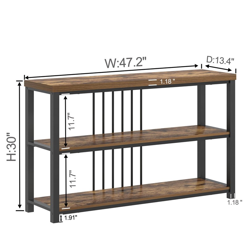FOLUBAN Industrial Console Table, 3 Tier Entryway Sofa Foyer Table