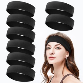 Black Headband for Women and Men - 8 Pcs Head Bands for Women's Hair Accessory Elastic Cloth Running Headbands for Workout Sport Valentines Day Gifts for Him Easter Basket Stuffers for Adult Woman