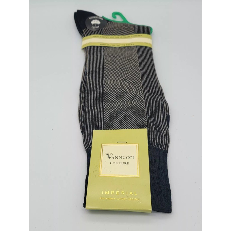Vannucci Designer Dress Socks Mens 10-13 KHAKI/BLAK DOTS