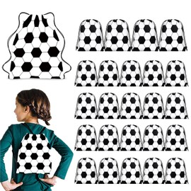 25 Bolsas de Fútbol con Cordón, 13.4 x 10.6 pulgadas Bolsa con Cordón de Fútbol, Gran Capacidad, Bolsas de Regalos de Fiesta con Cordón de Fútbol para Diversos Escenarios y Personas