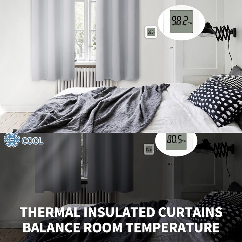 BGment Light Grey Blackout Curtains 45 Inch Length for Bedroom