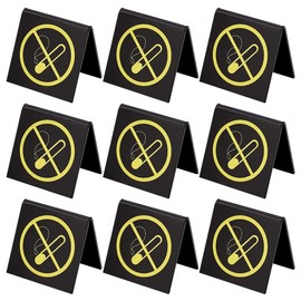 AHANDMAKER Pack of 10 Double Sided Acrylic No Smoking Table Tent Signs, Non Smoking Desk Logo Display, No Smoking No Smoking Table Sign, Black