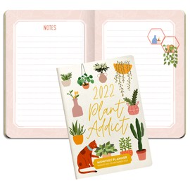 Mini 2022 Planner, Monthly Planner Notebook, Pocket Planner 2022 for Purse or Bag, Plant Addict