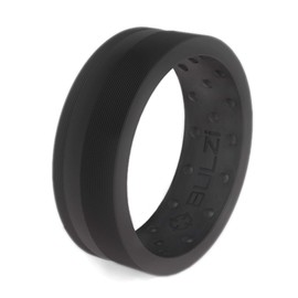 BULZi Wedding Bands, USA Lifetime Replacement, Massaging Comfort Fit Silicone Ring with Airflow, Men and Women Rings Breathable Comfortable Work Safety (Matte Black Zi2, Size 10 - (8mm Width Band))