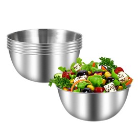 Mixing Bowl, Set of 6, Stainless Steel Bowl, Salad Bowl, Diameter 17 cm, Mixing Bowl Set, Mixing Bowl Set, Stackable, Dishwasher Safe, Bowl Set, Dough Bowl, Metal Bowl, Ideal for