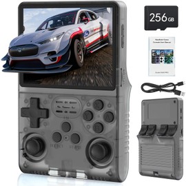 R40S PRO Handheld Game Console with 30,000 + Games 3.5 inch IPS Screen Mini Retro Console 3800mAh Portable Pocket Arcade 45+ Emulators with 256G TF Card (Transparent Black)