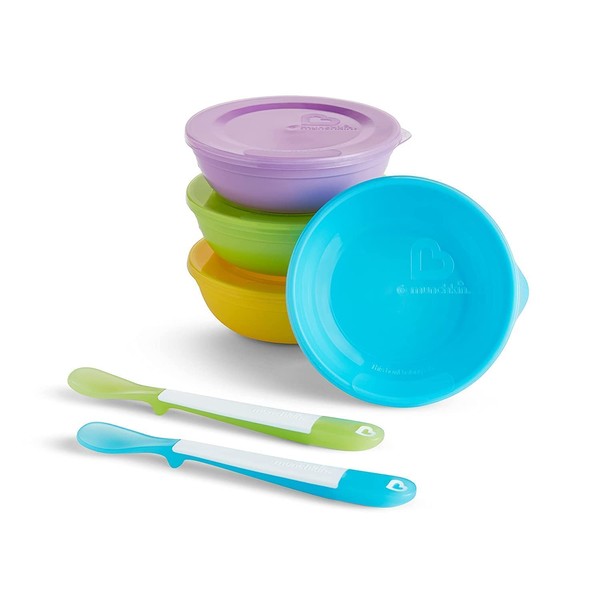 Munchkin® Love-a-Bowls™ 10 Piece Baby Feeding Set, Includes Bowls with Lids and Spoons, Multicolor