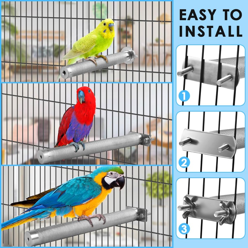 KATUMO Parrot Perch - Stainless Steel African Grey Perch Bird